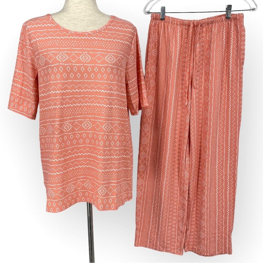 NEW STAN HERMAN Sueded Jersey Pajama Set Sweet Coral Size XS A469065